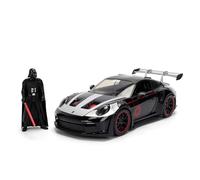 Jada Toys Star Wars Darth Vader Porsche 911 GT3 RS Die-Cast Auto 1:24 con Statuetta, Porte e Cofano apribile, Ruota Libera, 19 cm, Nero