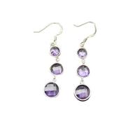 Jade Angel Fashion e Orecchini Pendenti in Argento 925 e Zirconi Viola