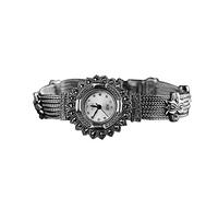 Jade Angel, orologio da donna in argento massiccio 925 con catena di grano, in argento Sterling 925, stile girasole, marcasite, orologio da polso da donna, gioiello raffinato (bianco), Bianco,