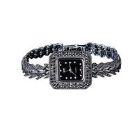 Jade Angel, orologio da polso da donna, in argento Sterling, vintage, con pavé di marcasite, Argento, Vintage