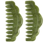 Jade COMBA 2PCS Natural Comb Cedp Wednager Handhell da 3.6x1.7 pollici massaggio multiuso squisito per viso, dito, Guasha.