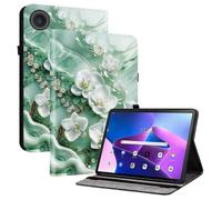 (Jade Flower) Leather Case for Lenovo Tab TB311FU with Stand & Card Slots, Pattern Printed Tablet Cover, Shockproof Protective Case