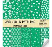 Jade Green Patterns Scrapbook Paper: Decorative Craft Paper with 20 Double-Sided Sheets for Mixed Media Art, Origami, Card Making, Collage, and More | 8.5 x 8.5