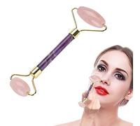 Jade Roller Rose Quartz Massager Facial Roller con Gua-Sha Natural Face Roller, Jade Roller for Face Jade Roller Massager Face(Testa di cristallo rosa + bastone di ametista)