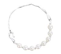 Jade Silver Bangle Green Jade Bracelet Pearl Stretch Bracelet Natural Bead Bangles Adjustable Bracelet Bring Good Luck Wealth Happiness Orologio da polso per anziani, Taglia unica, Rame, Senza