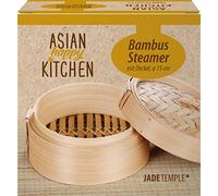JADE TEMPLE 17608 - Steamer in bambù con coperchio, diametro 15 cm, marrone chiaro