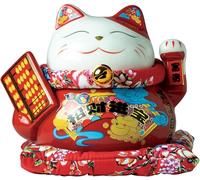 JADE TEMPLE Salvadanaio in porcellana Maneki Neko, rosso, 1 pezzo