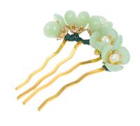 Jade Verde Spillone per Chioma 8x6,3x1,5cm Stile Cinese Classico | 1 Pezzo, Lega e Ferro, Formato a U, per Raccolti Nuziali, Feste, Intrecci e Chioma Lisci