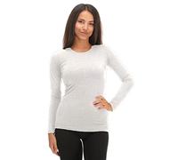 JADEA 2 Maglie Girocollo Donna 4055 Manica Lunga in Cotone Elasticizzato, Bianco, S