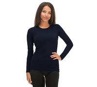 JADEA 2 Maglie Girocollo Donna 4055 Manica Lunga in Cotone Elasticizzato, Blu, S