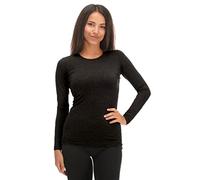 JADEA 2 Maglie Girocollo Donna 4055 Manica Lunga in Cotone Elasticizzato, Nero, XS