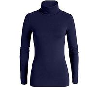 JADEA 2 Maglie Girocollo Donna 4267 Manica Lunga in Cotone Elasticizzato, Blu, XS