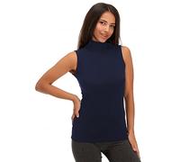 JADEA 2 Pezzi Maglia Lupetto Donna 4058 Smanicato in Cotone Elasticizzato, Blu, M