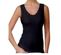 JADEA 6 Pezzi Canotta Donna Spalla Larga 9001 Inserti in macramè in Cotone, Nero, 7