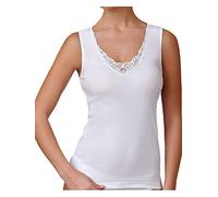 JADEA 6 Pezzi Canotta Donna Spalla Larga 9201 Inserti in macramè in Interlock, Bianco, 6