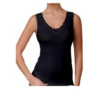 JADEA 6 Pezzi Canotta Donna Spalla Larga 9201 Inserti in macramè in Interlock, Nero, 7