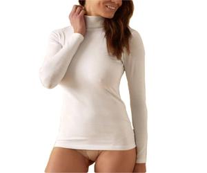 JADEA Body Donna 4153 Manica Lunga Lupetto - Cotone Elasticizzato, Caldo, Elegante e Versatile per Autunno Inverno, Bianco, XS