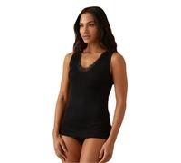 JADEA Canotta Donna 9201 - Confezione da 3, Spalla Larga con Eleganti Inserti in macramè in Caldo Cotone, Nero, 3