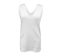 JADEA Canotta Donna 9201 - Confezione da 3, Spalla Larga con Eleganti Inserti in macramè in Caldo Cotone (6, Bianco)