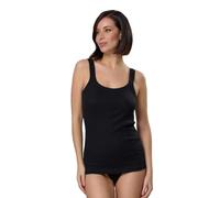 JADEA Canotta Donna Jessica a Costine con Spalla Larga - 100% Cotone Morbido e Traspirante, Vestibilità Aderente e Confortevole - Ideale per Estate e Look Casual, Nero, M