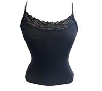 JADEA Canotta Donna Top con Pizzo Spalla Stretta in Cashmere Art. 4708 (IT, Testo, S, Regular, Regular, Nero)