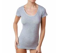 JADEA - Confezione da 1 Pezzo Maglia Donna Mini Manica Scollo LOLLO in Cotone Elasticizzato - Disponibile nei Colori Bianco, Nero, Grigio e Blu