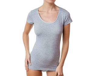 JADEA - Confezione da 1 Pezzo Maglia Donna Mini Manica Scollo LOLLO in Cotone Elasticizzato - Disponibile nei Colori Bianco, Nero, Grigio e Blu (S Grigio)