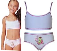 JADEA Coordinato Intimo Bimba Completo Ragazza Top Brassiere e Slip Varie Fantasie (216 Serig., 9/10 Anni)