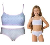 JADEA Coordinato Intimo Bimba Completo Ragazza Top Brassiere e Slip Varie Fantasie (IT, età, 13 Anni, 14 Anni, Regular, 189 Cielo)