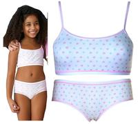 JADEA Coordinato Intimo Bimba Completo Ragazza Top Brassiere e Slip Varie Fantasie (IT, età, 7 Anni, 8 Anni, Regular, 189 Bianco)