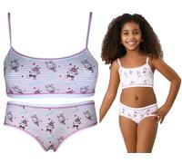 JADEA Coordinato Intimo Bimba Completo Ragazza Top Brassiere e Slip Varie Fantasie (Rigato, 13/14 anni-160 Cm)