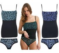 JADEA Coordinato intimo Donna completo canotta TOP spalla stretta e slip elasticizzato 4668 (Blu, S)