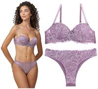 JADEA Coordinato Intimo Donna Completo Reggiseno Balconcino e Brasiliano 4678 (Lavanda, 44-M-3)