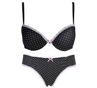 JADEA Coordinato Intimo Donna Completo Reggiseno Push-up e Slip 4584 (Nero, 3/M/44)