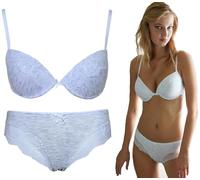 JADEA Coordinato Intimo Donna Completo Reggiseno Push-up e Slip 4587 (Grigio Perla, 4/L/46)