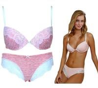 JADEA Coordinato Intimo Donna Completo Reggiseno Push-up e Slip 4587 (Rosa Chiaro, 2/S/42)