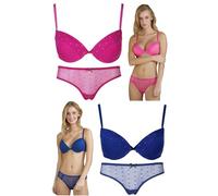 JADEA Coordinato Intimo Donna Completo Reggiseno Push-up e Slip 4594 (Iris, S)