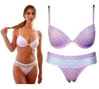 JADEA Coordinato Intimo Donna Completo Reggiseno Push-up e Slip Varie Fantasie (Rosa, L)
