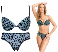JADEA Coordinato Intimo Donna Completo Reggiseno Push-up e Slip Varie Fantasie (Verde, S)