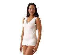 JADEA Donna 3 Pezzi Canotta Spalla Larga 9001 con Inserti in macramè in Cotone Mercerizzato, Bianco, 5