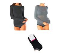 JADEA Maglia Cashmere Manica Lunga, Offerta 1-2 Pezzi + Calze in Omaggio, Scollo a Barca, Sottogiacca Donna