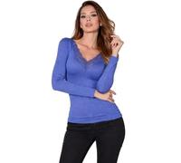 JADEA Maglia con Pizzo in Cashmere Manica Lunga 4529 (Iris, M)
