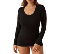 JADEA Maglia Donna Intima Manica Lunga Colori Nero Blu e Grigio in Cotone 4056 Nero, L