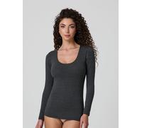 JADEA Maglia Donna Intima Manica Lunga Colori Nero Blu e Grigio in Cotone 4056 Grigio, S