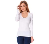 Jadea. Maglia Donna Manica Lunga Scollo lollo Art. 4056 (L, Bianco)