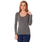 Jadea. Maglia Donna Manica Lunga Scollo lollo Art. 4056 (S, Grigio)