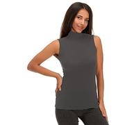 JADEA Maglia Lupetto Donna 4058 Smanicato in Cotone Elasticizzato, Grigio, L