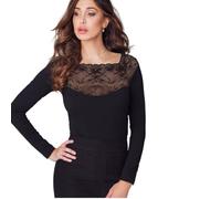 JADEA Maglie Donna in Cotone Elasticizzato Modelli Moda - Ultimi arrivi - Eleganti e Confortevoli (IT, Testo, M, Regular, Regular, 3724 Nero)
