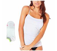 JADEA Offerta 2 Pezzi + Calza Omaggio Canotta Donna Cotone Elasticizzato Canotta Donna Spalla Stretta Top Donna Canottiera Donna Cotone Spalla Stretta B98 (1 Nero + 1 Cipria+Calza, L, l)