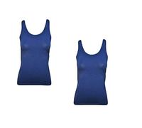 JADEA Offerta 2 Pezzi Canotta Donna in Cotone Elasticizzato, Canotta Donna Spalla Larga, Camiciola Multipack 80234182 (2 Pezzi Blu, L)